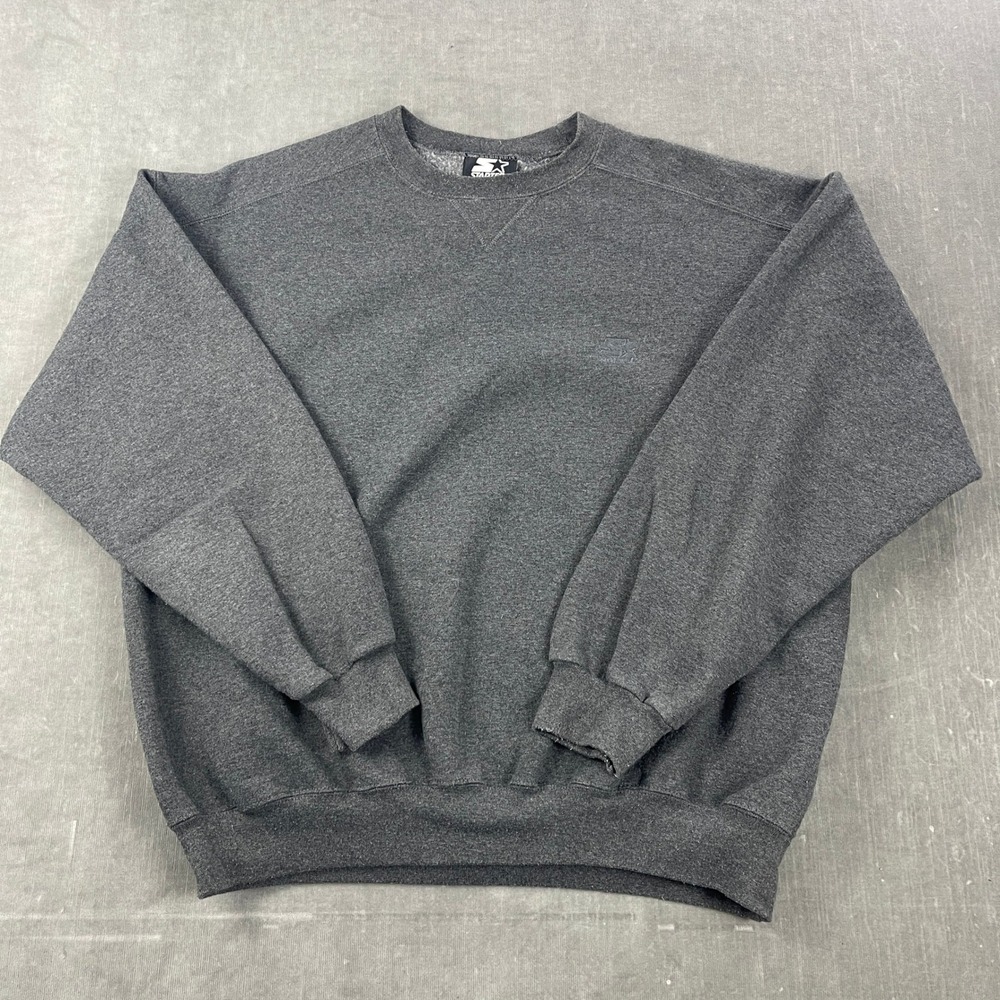 Starter Mens Large Gray Sweatshirt Crewneck‎ Embroidered Logo